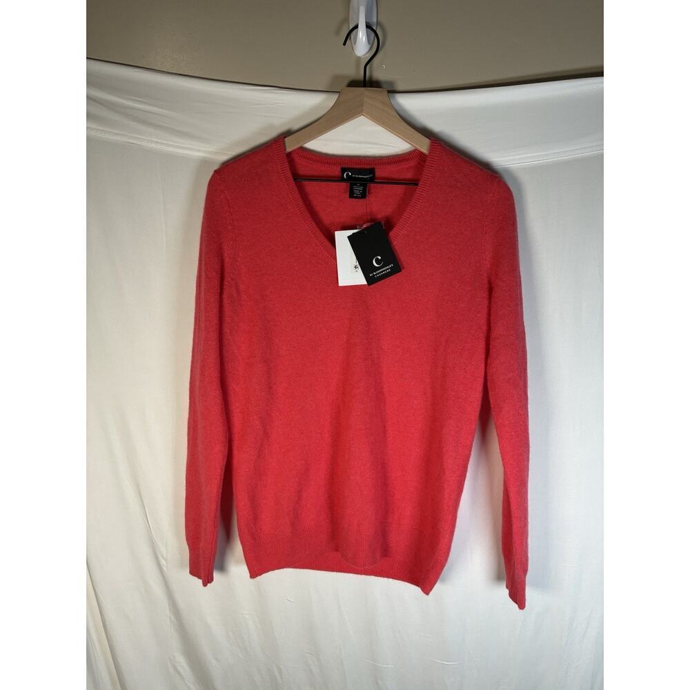 C by Bloomingdale's Women Pink V-Neck Cashmere Sweater Size XL timeless classic